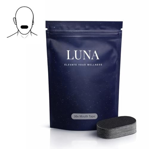 Luna Mouth Tape for Sleeping Sleep Tape - Reduces Snoring & Supports Nasal Breathing 30 Strips (Black) Gentle Strong Adhesion for Men & Women