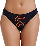 Good Girl Funny Women Fetish Underwear Black High Rise Thong, Dirty Slut Undies (US, Alpha, Large, Regular, Regular, Neon Orange)