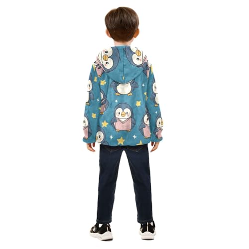 Cute Penguin Girls Fleece Jacket Girls Fall Jacket Girls Zip Up Hoodie Girls Sherpa Jacket 2-10T4