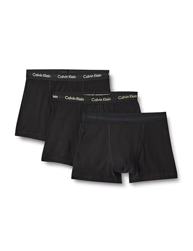 Calvin Klein Men’s 3 Pack Trunks, Multi (Black Bodies W/White/Blue Shadow/M), XS
