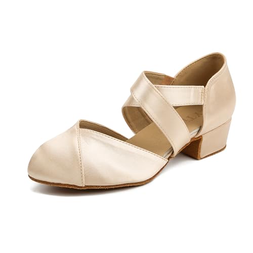 YYTing Women Swing Latin Ballroom Dance Shoes (Closed Toe, Suede Sole, Elastic Closure) 1.5 inch...