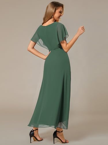 Image of Ever-Pretty Women's Formal Dress A Line V Neck Applique Waist Tea Length Wedding Guest Dress 02027