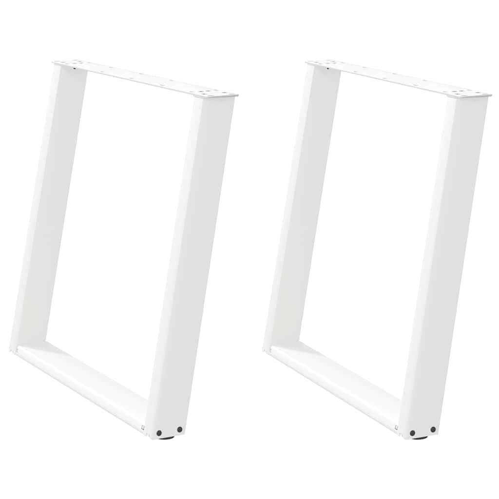 Gambe da tavolo in metallo a forma di U, 2 pezzi, bianco, 80 x 72-73 cm, in acciaio, con piedini di livellamento regolabili