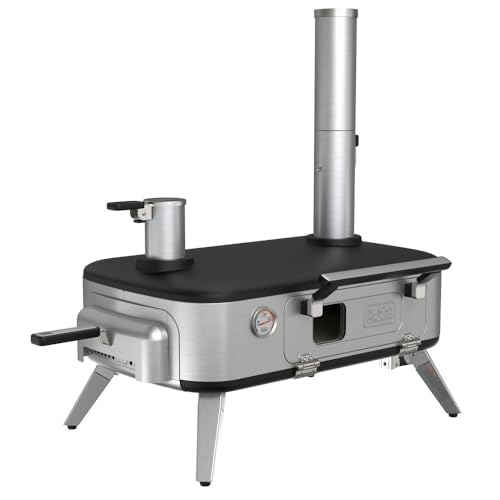BLACK+DECKER vera Pizza Oven, Outdoor, Wood - Charcoal - Pellet Fired Pizza Oven, Rotating Handle and Temperature Gauge, Portable with Folding Legs for Easy Storage (BPZ123TS)