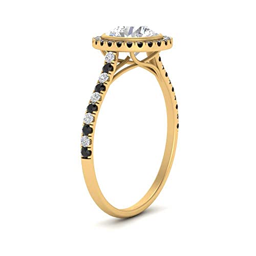 Image of 55Carat Choose Your Gemstone Bezel Round Halo Pave Diamond CZ Ring Yellow Gold Plated Round Shape Halo Engagement Rings Everyday Jewelry Wedding Jewelry Handmade Gifts for Wife US Size 4 to 12