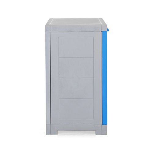 Image of Cello Novelty Compact Plastic Cabinet with Dustproof Doors| 3 Year Warranty | Almirah, Cupboard, Wardrobe for Home, Living Room, Bedroom, Kitchen, Office, Outdoor| Blue & Grey Colour