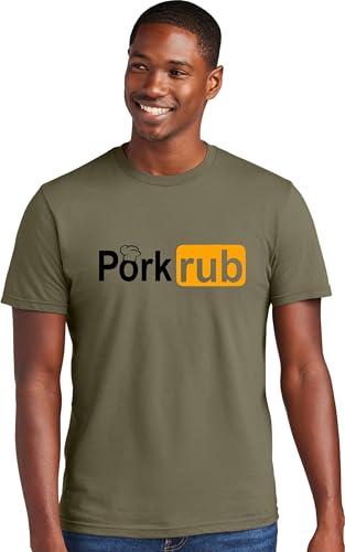 X-Large Military Brown Mens Pork Rub Funny BBQ Barbeque Grill Grilling Master Deluxe Soft T-Shirt