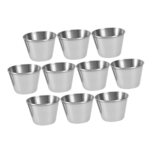 Garneck 10pcs Stainless Steel Sauce Cup Dipping Sauce Cups Dipping Cups Dip Cups Sauce Dipping Plates Dipping Bowls Dipping Serving Plate Round Seasoning Dishes Sauce Ramekins Silver