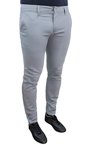 Pantaloni Uomo Battistini Jeans Sartoriali Casual Slim Fit Rosso Giallo Blu Grigio Nero Beige Marrone Aderente Estivo 100% Made in Italy Casual Eleganti in Cotone (52, Grigio Chiaro)