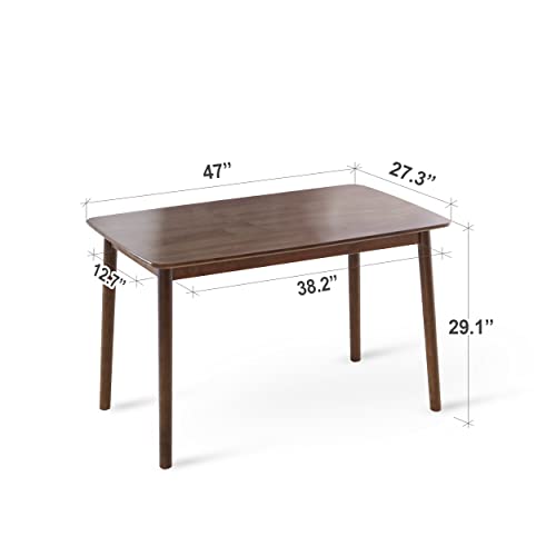 Image of Livinia Aslan 47 inch Malaysian Oak Rectangular Wooden Dining Table /Solid Wood Kitchen Desk (Walnut)