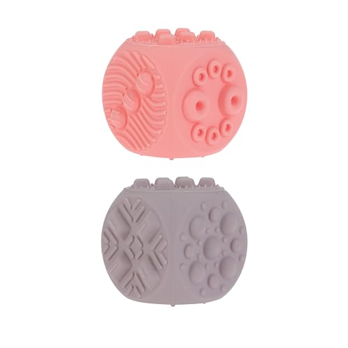 Image of Nuby Silicone Block Poppers - (2-Pack) Interactive Baby Block Toy for Babies 10+ Months - Pink and Purple