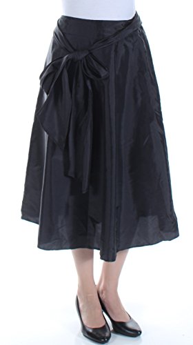 MSK Women's Taffeta Belted A-Line Skirt (S, Black)