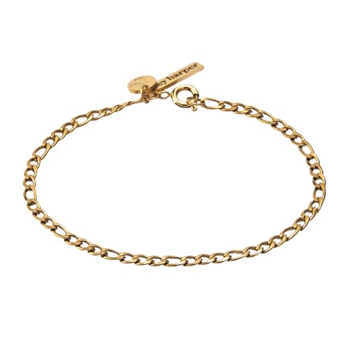 Hey Harper Dainty Gold Bracelet For Women Thin Gili - Waterproof Sweatproof No Tarnish Jewelry - Adjustable, 14k Gold Plated Paperclip Bracelet, Cuban Link - Gift for Women