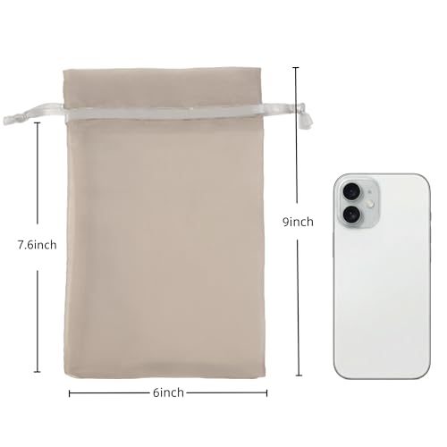 Image of QIANF 20 Pcs Champagne Small Organza Bags 6X9 inch for Wedding Favors with Drawstring, Mini Mesh Gift Bags Jewelry Pouch for Candy Bridal Shower Party Favor Baby Shower Christmas
