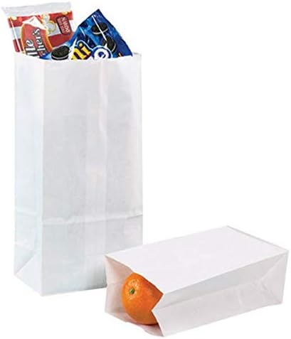 Kraft Small White Paper Bags - 3 x 2 x 6", Party Favors, Cookies, Candy, Wedding Favors - 100 per Pack