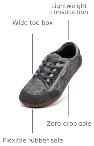 Image of HOBIBEAR Barefoot Shoes for Women Men Zero Drop Sole Wide Toe Box Walking Sneakers