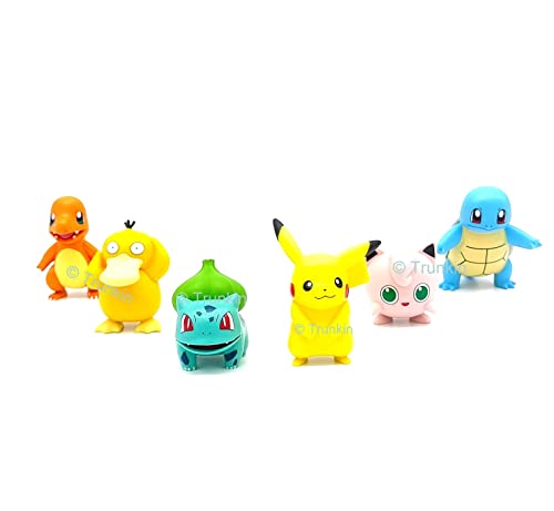 Image of Trunkin | Charmander, Bulbasaur, Jigglypuff, Psyduck, Squirtle (Set A) 6 Pcs. (Multicolor) Figure | Toy Set Figurine Action Figures