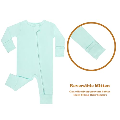 GUISBY Long Sleeve Cotton Pajamas Footless Baby Bodysuits with Zipper and Mittens 3-Pack for Boys Girls3