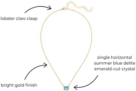 Sorrelli Octavia Single Crystal Pendant Necklace – Horizontal Emerald-Cut Crystal on Adjustable Chain with Lobster Clasp - Image 3