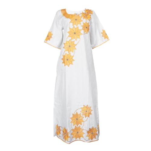 Image of HD African Bazin Riche Maxi Dress for Woman Traditional Embroidery Dashiki Dresses with Head Wraps