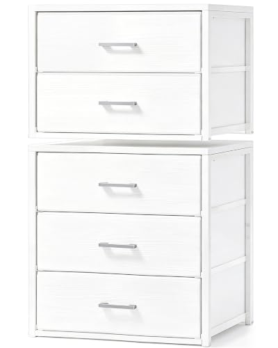 Image of Fixwal Closet Drawers for Clothes, 2 Pack, 5 Drawers Stackable, 21.2 inch Wide
