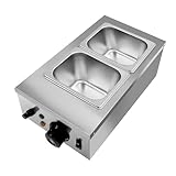 Chocolate Melting Machine, 2 Tanks Stainless Steel Chocolate Tempering Machine with Lid, 800 W Electric Commercial Food Warmer with Temperature Control Probe for Milk, Coffee, Cheese