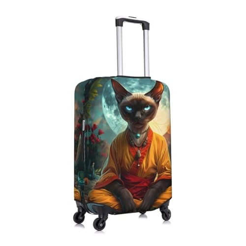 Moonlit Hairless Cat Monk Luggage Cover Protector Anti-Scratch Washable Fits 18-32 Inch Luggage-X-Large3