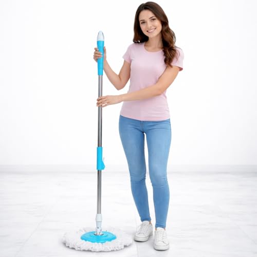 ARICO Spin Mop Replacement Handle with Microfiber Refill | 360° Rotating Mop Stick Rod | Adjustable Stainless Steel Pole...