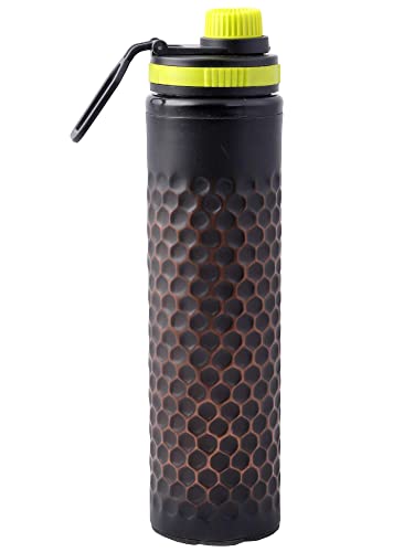 Staglife Copper Bottle for Drinking Water - Ayurveda Health Benefits to Increase Immunity - Pure Drinking Water - Leak Proof - Stylish Small Diamond Cut Design with Green Cap, 27 ounce