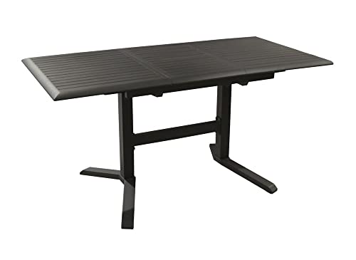 Proloisirs Table de Jardin rectangulaire Extensible Sotta en Aluminium - Graphite 110/150 cm