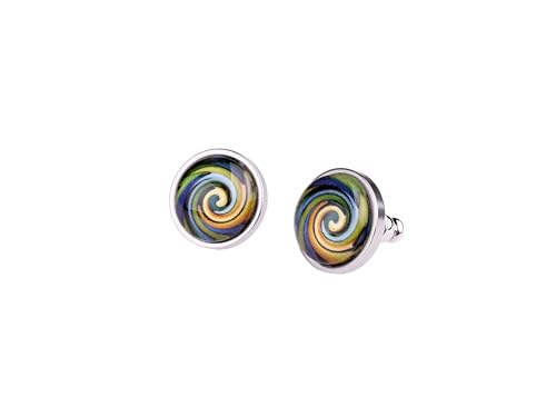 Adi Modeschmuck Ohrstecker \'Sienna\', farbige Ornamente unter einem 12mm Glas Cabochon, handgefertigt in Berlin (Multicolor) Adi Modeschmuck Ohrstecker \'Sienna\', farbige Ornamente unter einem 12mm Glas Cabochon, handgefertigt in Berlin (Multicolor)
