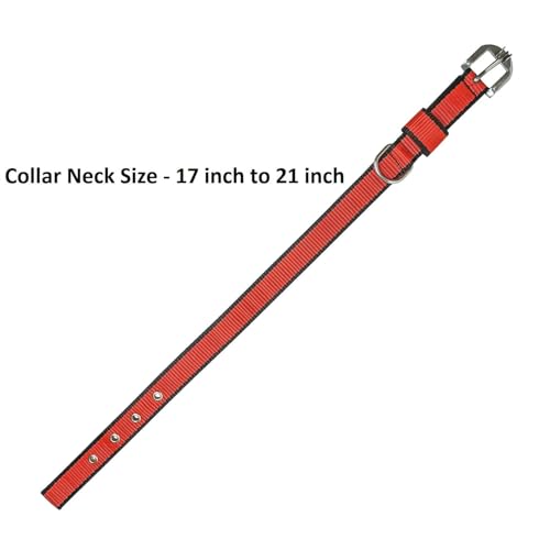 Image of THE BON BON Premium 5ft Dog Leash and Collar Set for Large Dogs | Heavy Duty Nylon with Reflective Stitching, Padded Handle, Adjustable Collar | Ideal for Walking and Training (Red, Large)