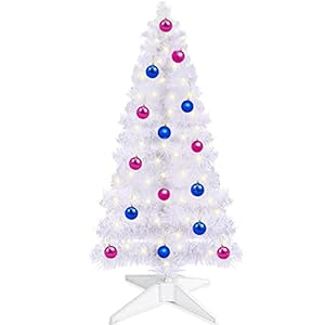 TURNMEON 4 Ft Christmas Tree with 80 Warm Lights Timer 8 Modes DIY 20 Ball Ornaments Battery Powered Artificial Pencil…
