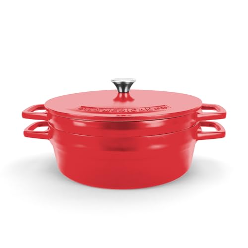 Image of All American 1930 - Dutch Oven - The Complete Set, Tomato Red - 7.75qt Capacity - Ideal for Family Meals & Versatile Cooking - Non Stick & PFAS Free - Made in the USA