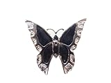  Femmes Superbe Argent Noir Papillon Broche/pin NEUF Unique pièce (B3)
