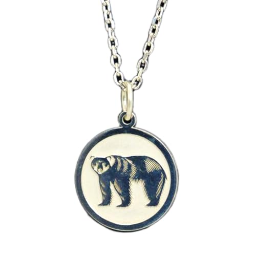 Collar de oso de plata 925 cadena de 45 cm y medallón grizzly de 24 mm
