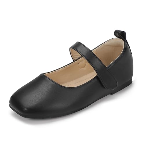 Hehainom Girls Dress Shoes Flower Girl Toddler Little Big Kids Square Toe Flats Mary Jane Wedding School Shoes