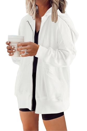 Yanekop Zip Up Hoodie Women Oversized Waffle Knit...