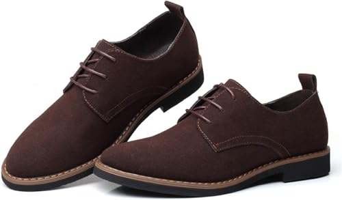 Men's Casual Oxford Shoes Classic Suede Formal Business Lace Up Chunky Heel Comfortable Round-Toe Non-Slip Low-top Leather Casual Shoes4