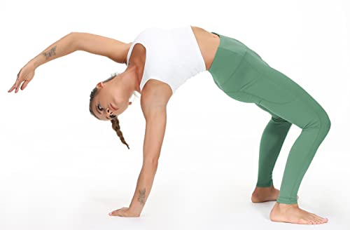 Image of THE GYM PEOPLE Thick High Waist Yoga Pants with Pockets, Tummy Control Workout Running Yoga Leggings for Women