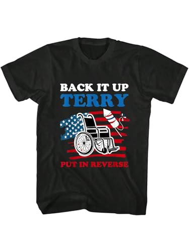 100% Cotton Back It Up Terry Put It in Reverse Fireworks 4th of July Women T-Shirt Black