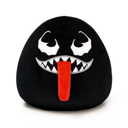 Periyholev Venom Plush Toy with Elastic Tongue – 8 inch Soft Venom Stuffed Pillow for Boys and Girls, for Fans (Black-A)