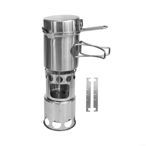 Estufa de leña portátil de acero inoxidable y juego de cocina para camping al aire libre 2