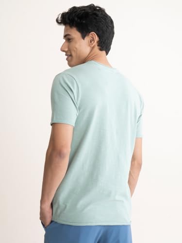 Image of DAMENSCH Men's Slim Fit Cotton-Elastane Blend Half Sleeve Casual T-Shirt | Round Neck T-Shirt