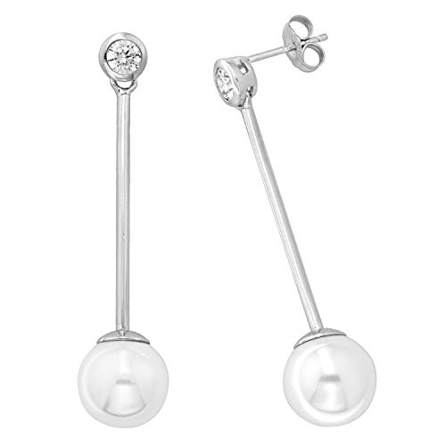 Boucles d'oreilles argent 925 perle de culture oxyde de zirconium femme WJS24857