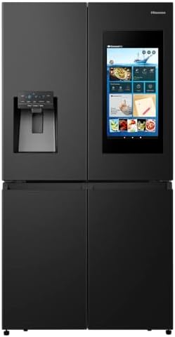 Hisense RQ759N4IBU1 Four Door French Smart Refrigerator with Touch Screen, 538L Net Capacity, Water & Ice Dispenser, Black