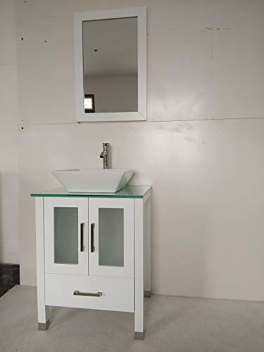 Qierao 24" Bathroom Vanity Water- Proofed Plywood Freestanding Model Brush-Nickel Handles (White) #TOP1