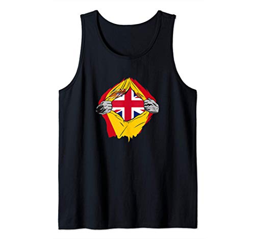 Super Bandera Reino Unido y España - Descendiente Británicos Camiseta sin Mangas