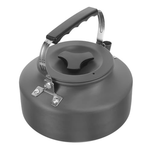 Abaodam Bouilloire de Camping Portable Aluminium Oxide avec Sifflet Résistante pour Chauffage Eau sur Gaz ou Induction Poignée Confortable Antibrûlure pour Extérieur et Randonnée