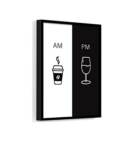 Quadro Decorativo Am Pm Café De Manhã Vinho De Noite Taça (60x40, Café De Manhã Vinho de Noite Taça